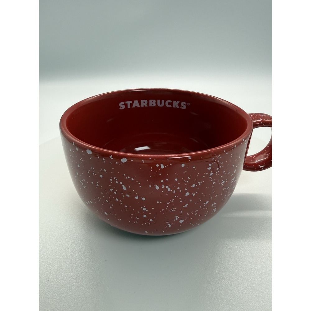 Starbucks 2019 Red Mug With White Specks Ceramic Coffee Tea Soup Bowl 16 oz - Picture 2 of 10